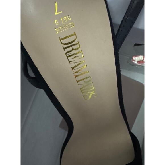 Dream Pairs Women's Size 7 Black Stiletto Square Open Toe Heels - Picture 5 of 8